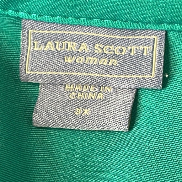 Laura Scott Woman Teal Blouse Tunic Size 3X Button Down Collarless Top Plus - Picture 10 of 11